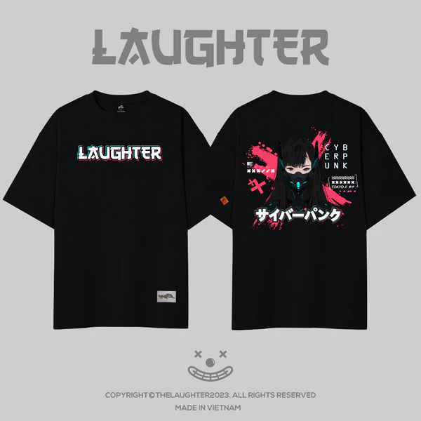 Local brand LAUGHTER ANIME GIRL T-SHIRT - Áo phông Oversize Streetwear