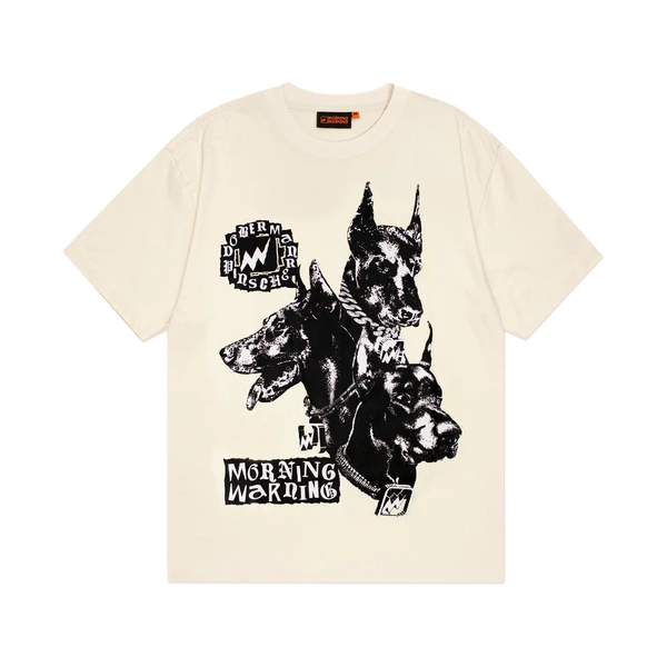 Áo thun Morning Warning Dobermann V2 - Cream - Áo Thun Unisex Form Rộng Tay Lỡ Oversize Local Brand