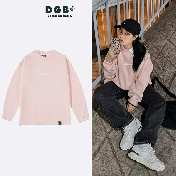 Áo tay dài DGB® - Nỉ Sweater Phản Quang Hồng nỉ cao cấp,local brand Dragonbyboi