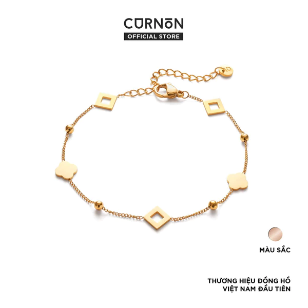 Vòng Tay Nữ Curnon Chiara Gold - Họa Tiết Bốn Cánh Cá Tính - Hàng Chính Hãng