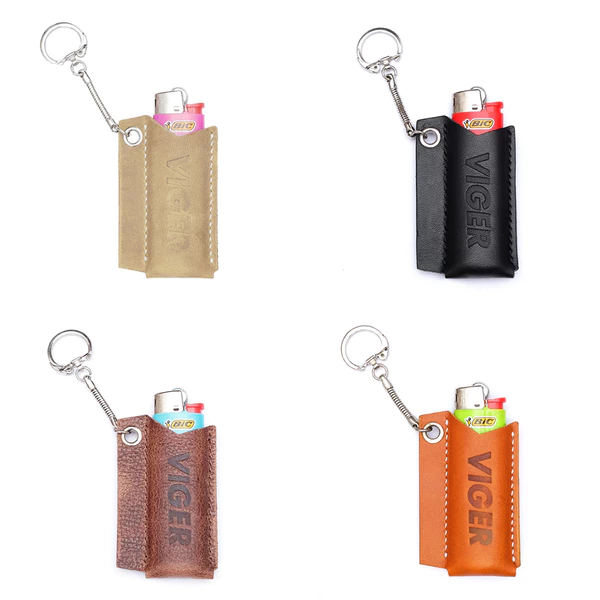 Bao Da Thật Bật Lửa Móc Khóa VIGER NAMETAG LOGO