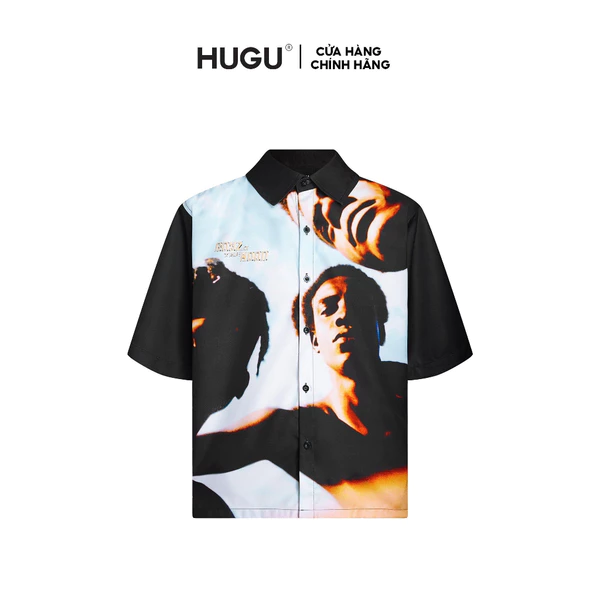 Áo sơ mi nam tay ngắn họa tiết cuban shirt local brand HUGU - BOYS IN THE HOOD- vải lụa, form regular, in chuyển nhiệt
