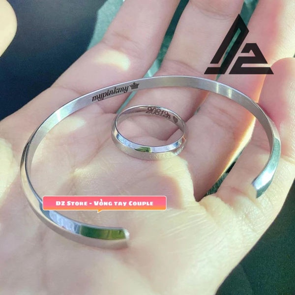 [Khắc theo yêu cầu] Vòng Cuff Titanium v1 unisex cặp đôi thép không gỉ 316L [Bảo hành 5 năm]