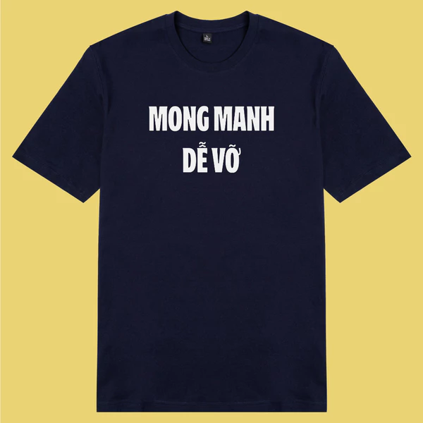 Áo thun cotton 100% unisex, phong cách thời trang hàng đầu in chữ Mong manh dễ vỡ