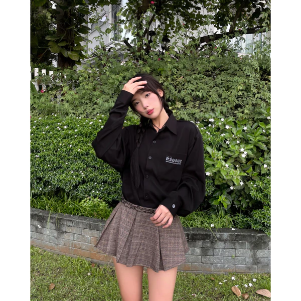 Áo  sơ mi tay dài in REGODS form rộng unisex nam nữ vải kate chéo - Shirt ss2