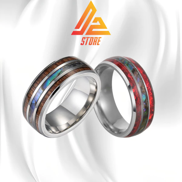 Nhẫn DZ Woodystal khắc tên theo yêu cầu - Nhẫn họa tiết gỗ và pha lê Titanium [Bảo hành 5 năm]