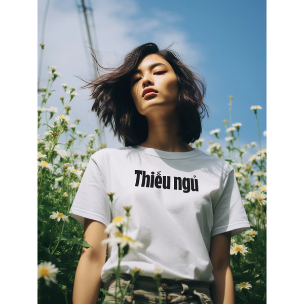 Áo thun unisex cotton 100% in chữ Thiếu Ngủ
