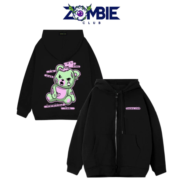Áo Hoddie Zip Zombie Club, IT'S FINE Tybo Unisex Chính Hãng