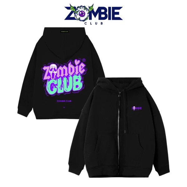 Áo Hoddie Zip Zombie Club, RAISE HELL Tybo Unisex Chính Hãng