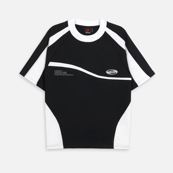Áo thun NEEDS OF WISDOM Mixed Boxy Raglan Tee - Black/White - Local Brand Chính Hãng