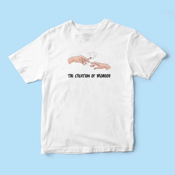 Áo thun cotton 100% unisex, phong cách thời trang hàng đầu in hình chữ The creation of brohood 2