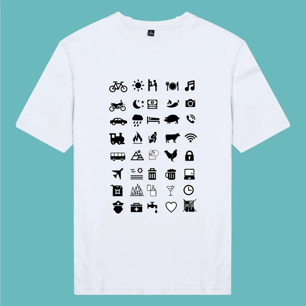 Áo thun cotton 100% unisex, phong cách tối giản in hình Travel Icon Du lịch cho các phượt thủ.
