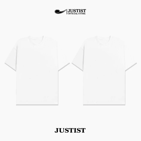 Áo thun Justist Localbrand Unisex COMBO 2 áo thun TRẮNG trơn chất cotton Tay Ngắn TSJT000