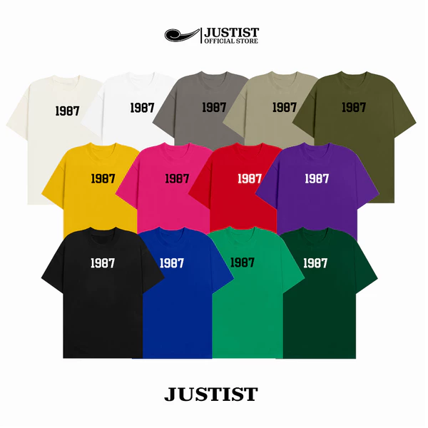 Áo thun Justist Localbrand Unisex 1987 NUMBERS Tay Ngắn Cổ Tròn Hai Màu Đen Trắng TSJT002