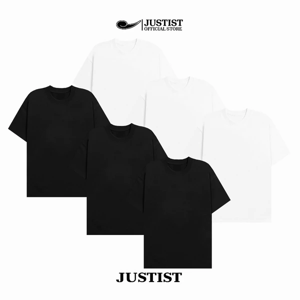 Áo thun Justist Localbrand Unisex COMBO 3 áo thun TRẮNG trơn chất cotton Tay Ngắn TSJT000