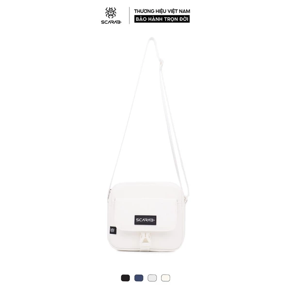 Túi Đeo Chéo Da PU White Urban Leather Shoulder Bag Nam Nữ Nhỏ Gọn Đựng Đồ Dùng Hàng Ngày_Bảo Hành Trọn Đời Scarab