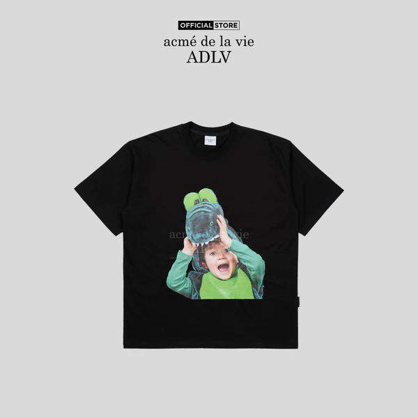 Áo thun ADLV Baby Face CROCODILE DOLL dáng oversized màu đen - Hàng chính hãng