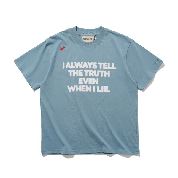 Áo thun THE TRUTH form Boxy tay lỡ HIGH CLUB - Màu powder blue/ cream