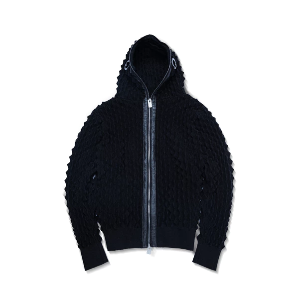 Áo hoodie "GOLDIE THORN KNIT ZIPPED" màu đen