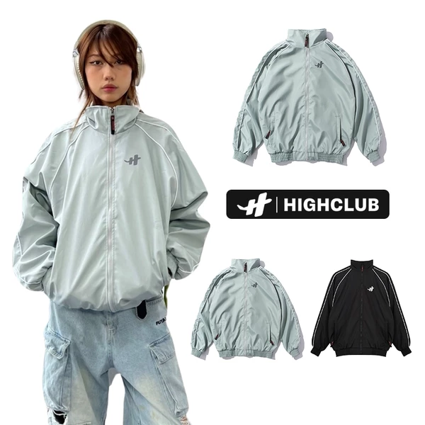 Áo Khoác H TRACK JACKET màu ĐEN/XÁM vải dù cổ đứng HIGHCLUB Brand Chính Hãng