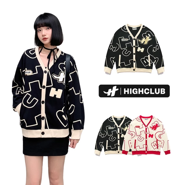 Áo khoác HIGHCLUB Fullprint Cardigan UNISEX Black/Tan, Cream White/pink - HIGHCLUB Brand Chính Hãng