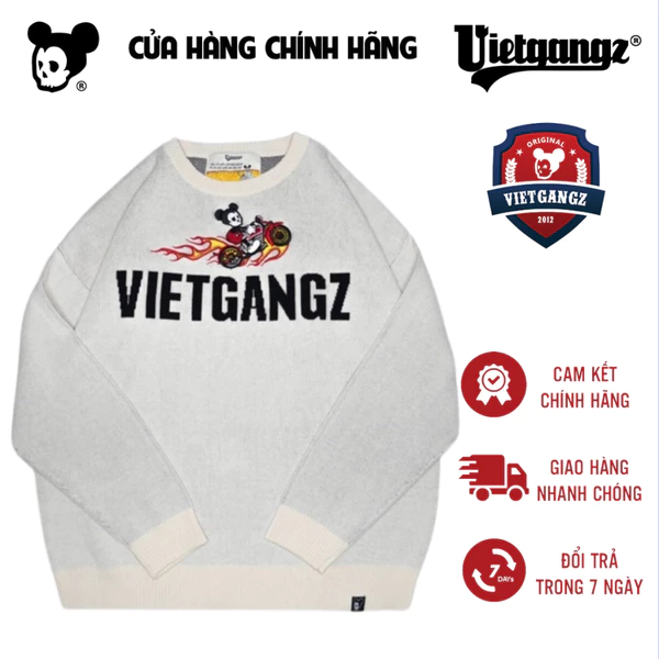 Áo Sweater Vietgangz Racing Dây Nhãn Mác CNC Nhựa 3D  In Mã QR - Size S