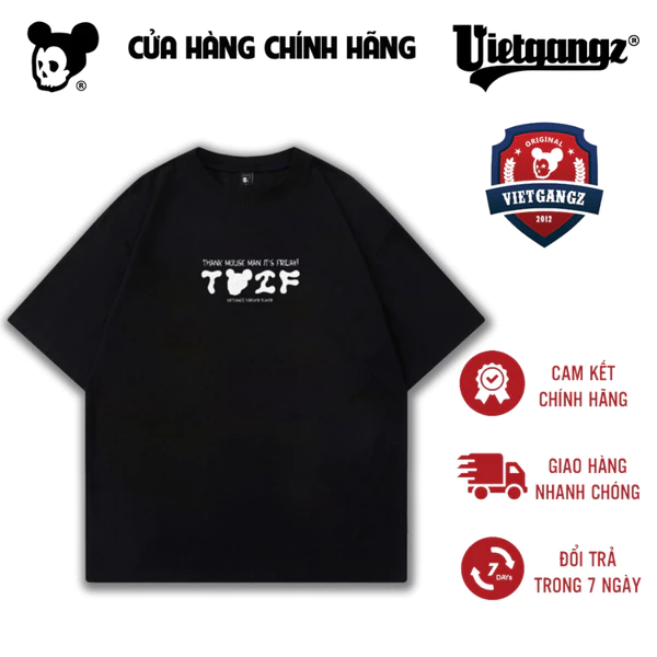 Áo Thun Form Rộng Vietgangz: T- Shirt Thanks Mouse Man If Friday Balck