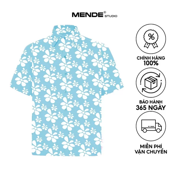 Mende - Azul Shirt - Áo sơ mi nam tay ngắn mùa hè