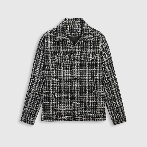 Áo khoác dạ ROWAY chất liệu dạ tweed nhập khẩu cao cấp | Dạ sọc đen