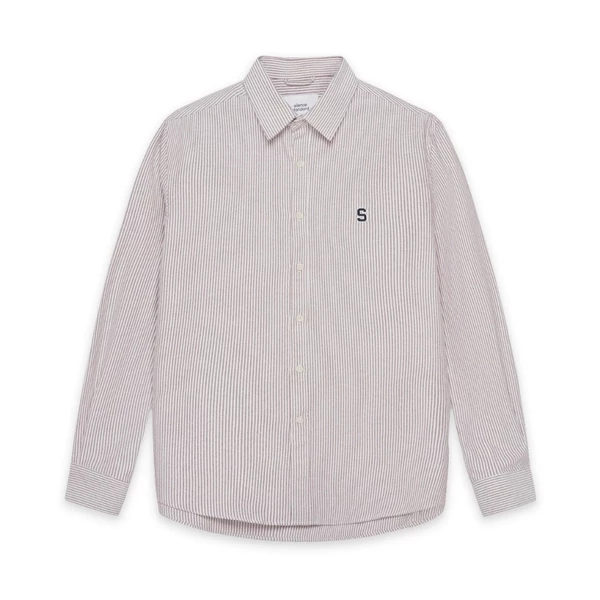 Áo sơ mi SilenceStandard Premium Oxford Shirt Logo S thêu/ kẻ nâu [SO02]