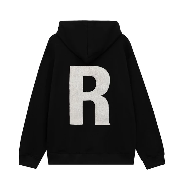 REUNION Boxy Hoodie Basic - Áo hoodie chui đầu có mũ nỉ bông thêu xù cao cấp