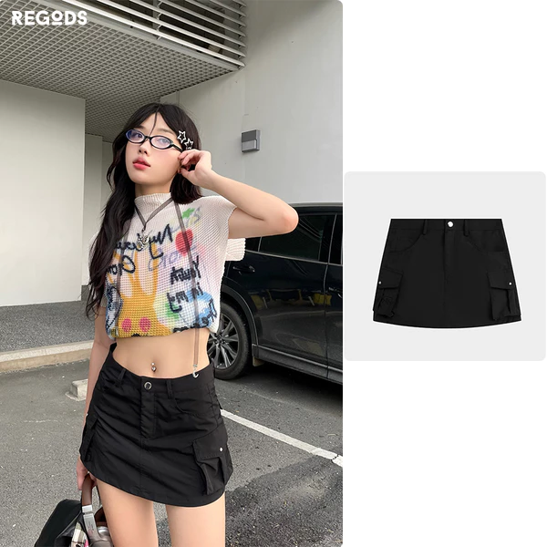 Chân váy ngắn túi hộp cạp trễ Mini Skirt Box Regods ( có quần bảo hộ )