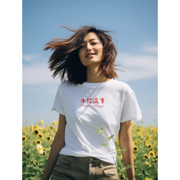 Áo thun unisex cotton 100% in chữ thành ngữ Nhật Bản Forgive and forget