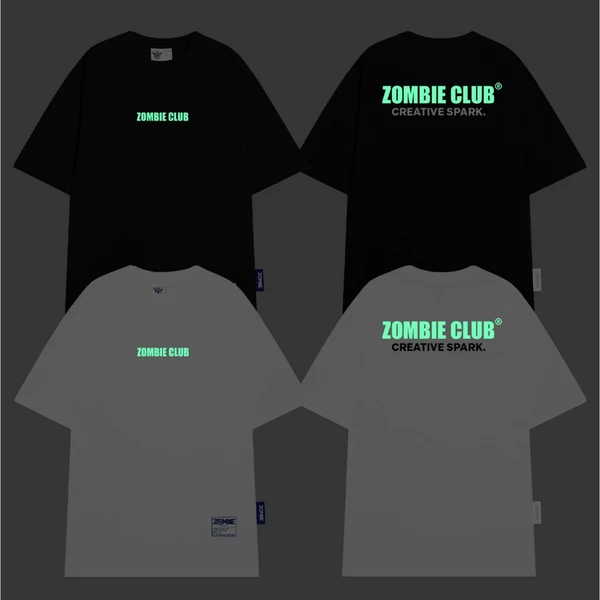 Áo Thun Zombie Club, Local Brand, LOGO Dạ Quang, Unisex Cotton 100% 230gsm Chính Hãng