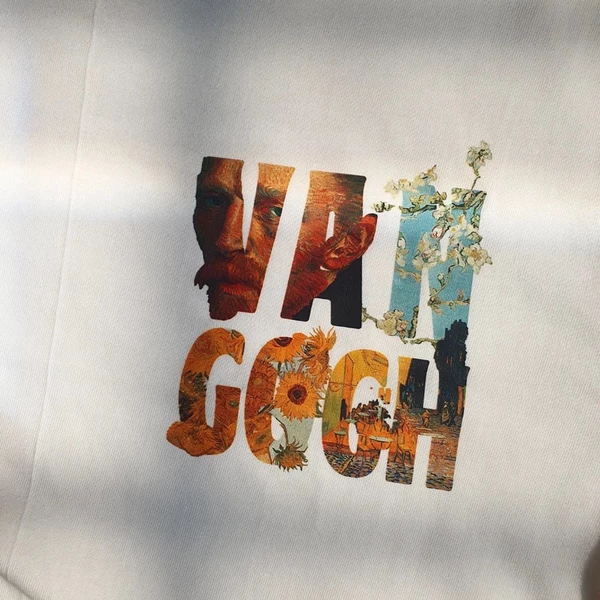 Áo thun unisex cotton 100% in hình Van Gogh và các bức tranh nổi tiếng in góc túi