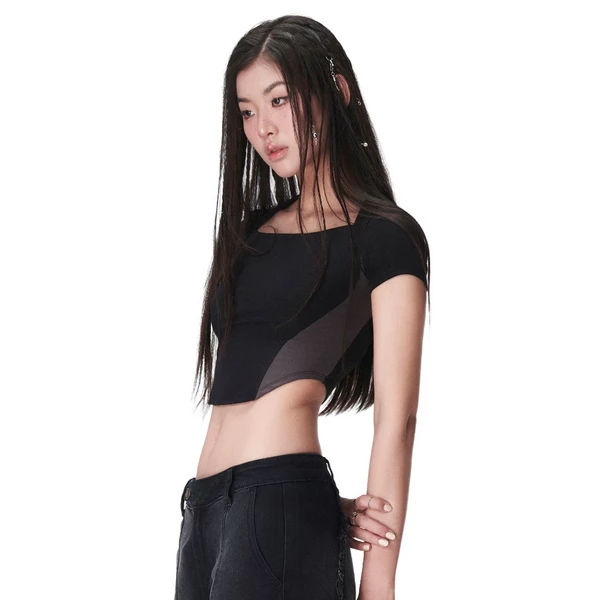 Áo Thun Ôm Tay Ngắn Croptop Phối Màu BunnyHill SSLC03