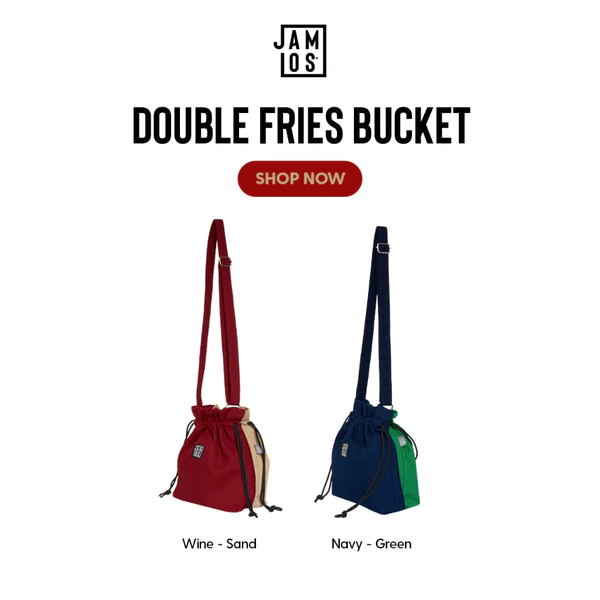 Double Fries Bucket - Túi đeo chéo Jamlos vải canvas dáng mini rút dây 2 màu 2 mặt