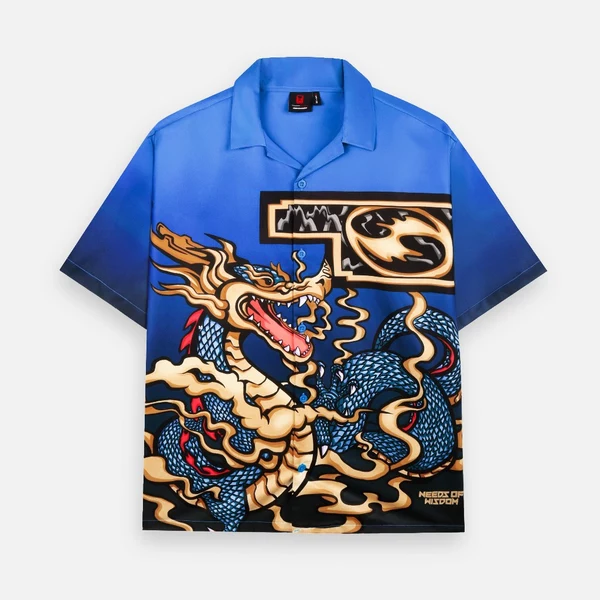 Áo sơ mi NEEDS OF WISDOM Dragon Printed Shirts - Blue - Local Brand Chính Hãng