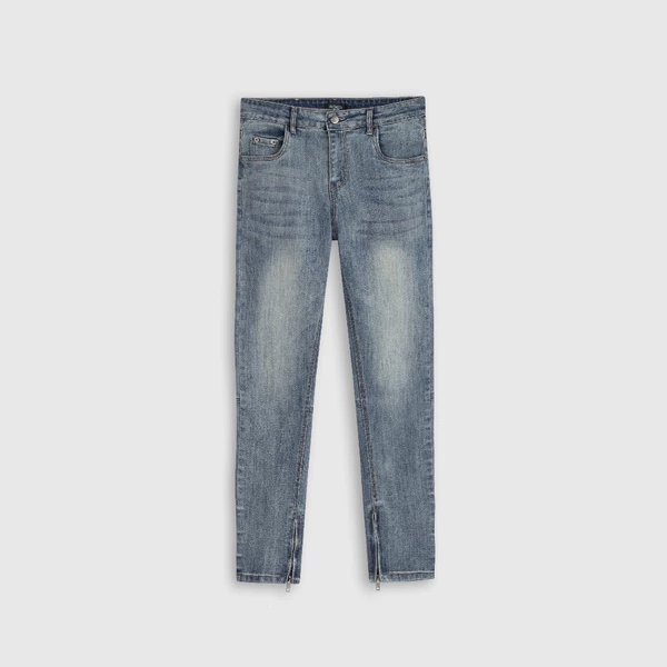Quần jean nam ROWAY, vải denim co giãn nhẹ, form slim | Jean xanh khóa