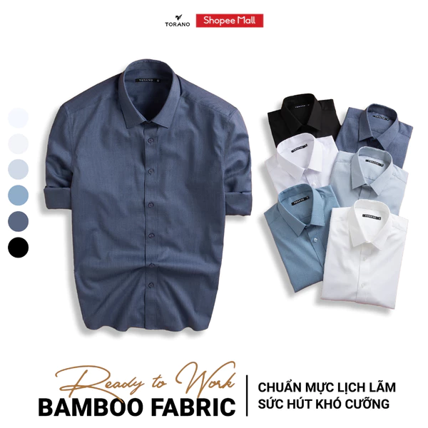 Áo sơ mi dài tay nam TORANO trơn Bamboo phom chuẩn lịch sự EATB041