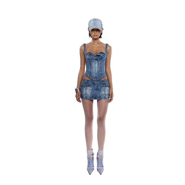 LSOUL Set Áo Corset 2 Dây Cúp Ngực+Chân Váy Cạp Trễ Y2K Cá Tính Quyến Rũ Enal - B24031393