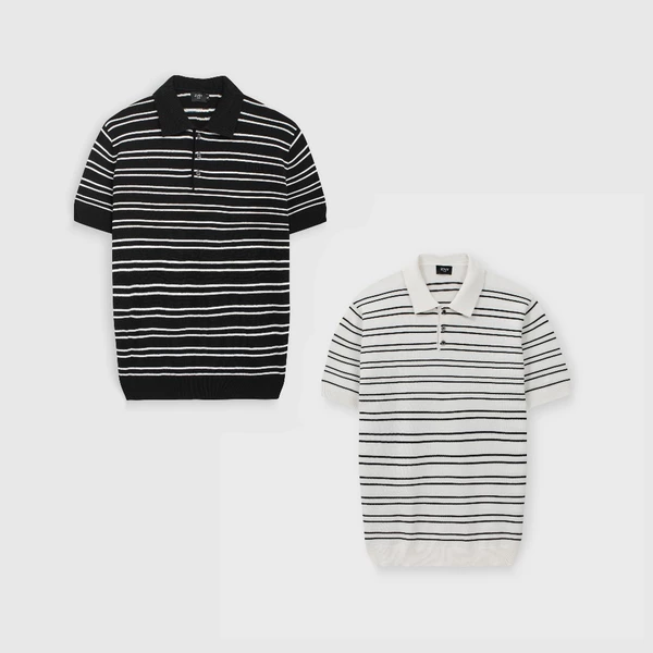 Áo Polo nam ROWAY Premium | Polo len kẻ đôi