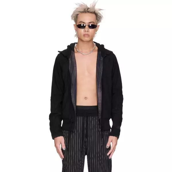 Áo Khoác Dây Kéo Beuter Black Paneled Riversible Hoodie
