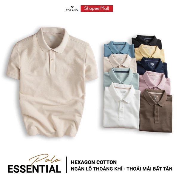 Áo polo nam ESSENTIAL POLO TORANO trơn logo ngực, Chống Nhăn,Bền Màu,Thiết Kế Trẻ Trung ESTP042