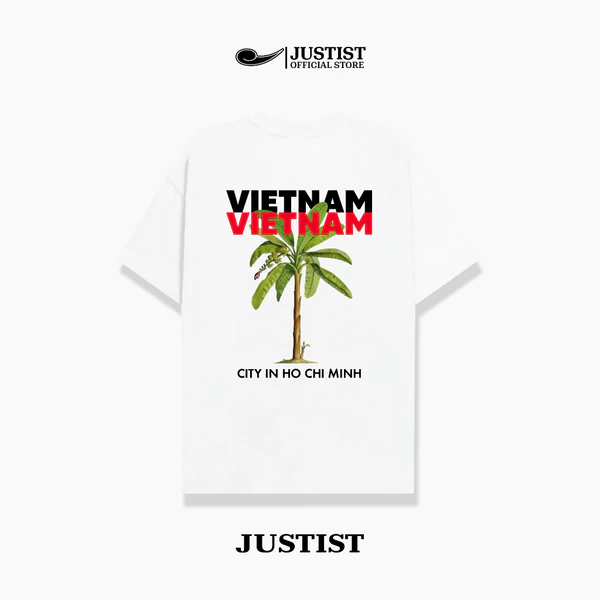 Áo thun JUSTISTCOCONUT TREE Ngắn Cổ Tròn chất cotton TSJT044
