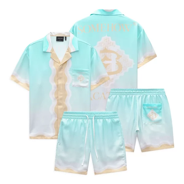 Set Nam Shirt Short Gradient Vibe Tropical, Chất Vải PoLy Thoải Mái, SB0035,SOME HOW STORE