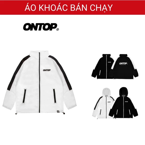 Áo khoác dù local brand ONTOP Bold Track màu trắng