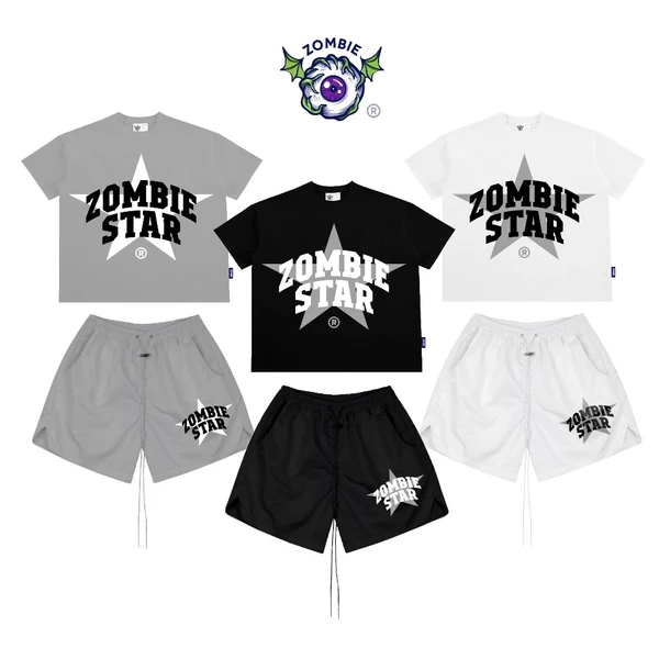 Áo Thun form BOXY ZOMBIE CLUB, STAR chữ in nổi, Chính Hãng