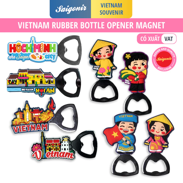 Đồ khui có nam châm hít tủ lạnh nhiều mẫu hình Việt Nam cô gái áo dài dễ thương lưu niệm Saigonir