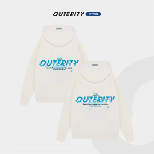 Áo khoác Hoodie / Hoodie Double zip local brand nam nữ unisex Outerity Blue Fish / Màu Kem